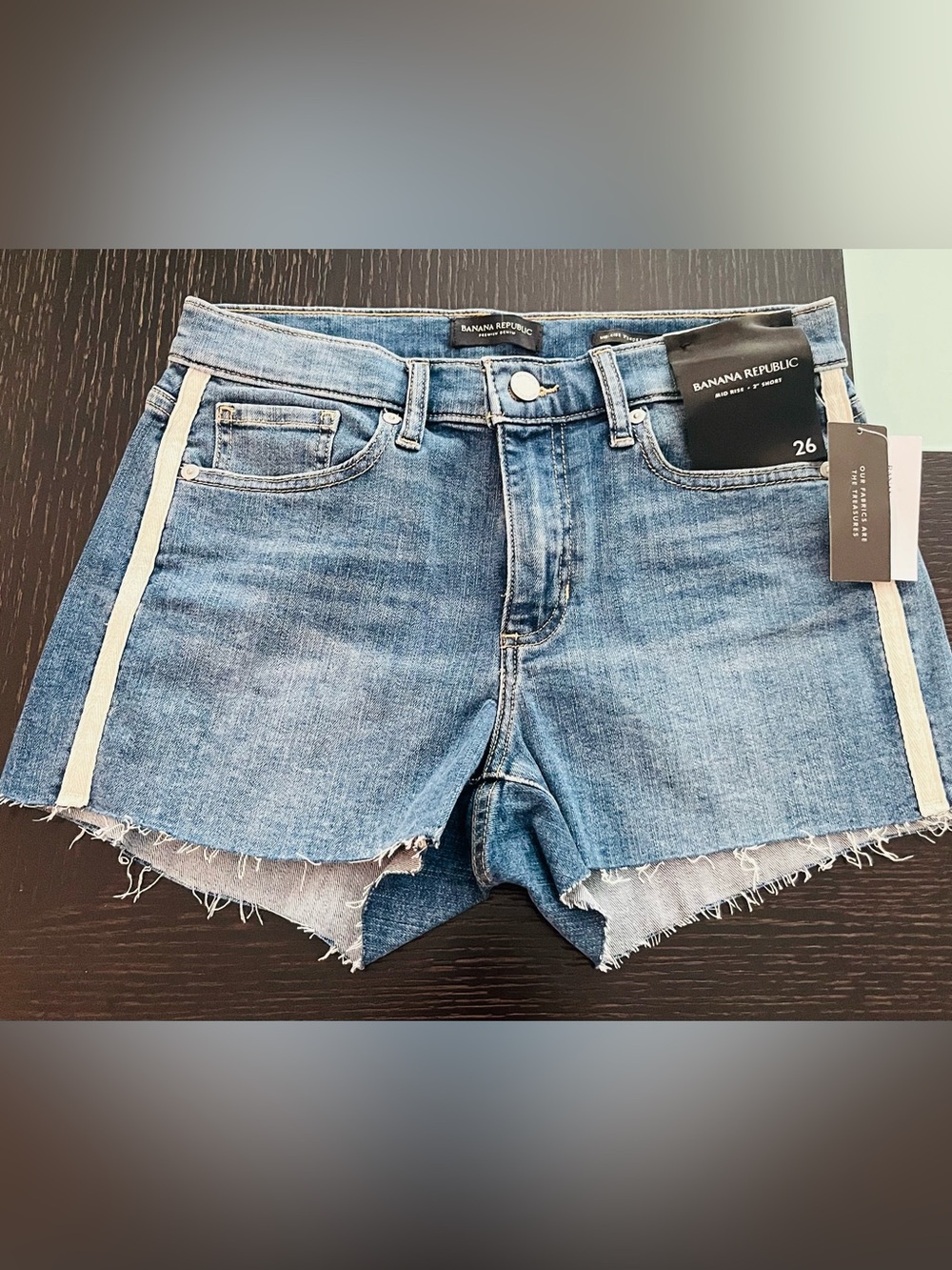 Banana Republic Light Blue Frayed Hem Denim Shorts
